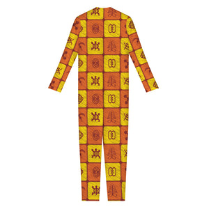 West Adinkra Symbols Pattern Print Jumpsuit