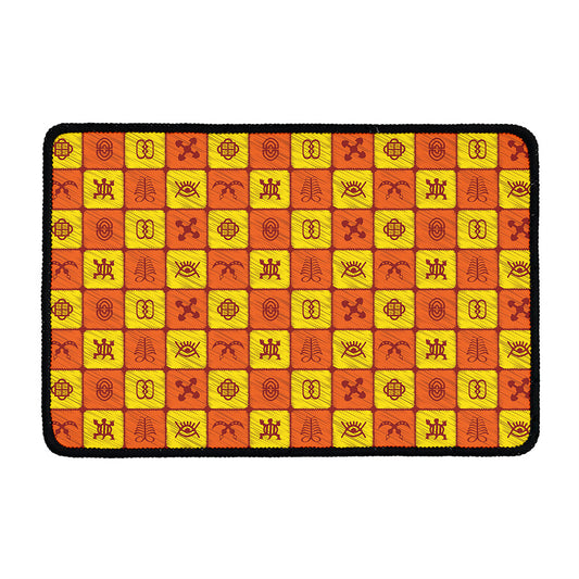 West Adinkra Symbols Pattern Print Kitchen Mat