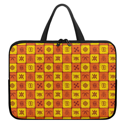 West Adinkra Symbols Pattern Print Laptop Sleeve With Handle
