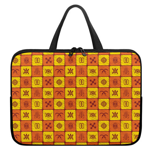 West Adinkra Symbols Pattern Print Laptop Sleeve With Handle