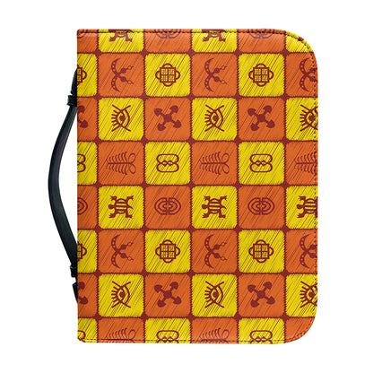 West Adinkra Symbols Pattern Print Leather Bible Cover