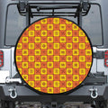 West Adinkra Symbols Pattern Print Leather Spare Tire Cover
