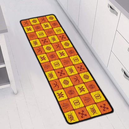 West Adinkra Symbols Pattern Print Long Kitchen Mat