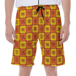 West Adinkra Symbols Pattern Print Men's Beach Shorts