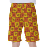 West Adinkra Symbols Pattern Print Men's Beach Shorts