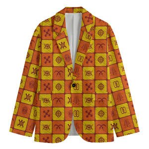 West Adinkra Symbols Pattern Print Men's Blazer