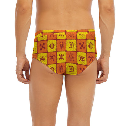 West Adinkra Symbols Pattern Print Men's Briefs