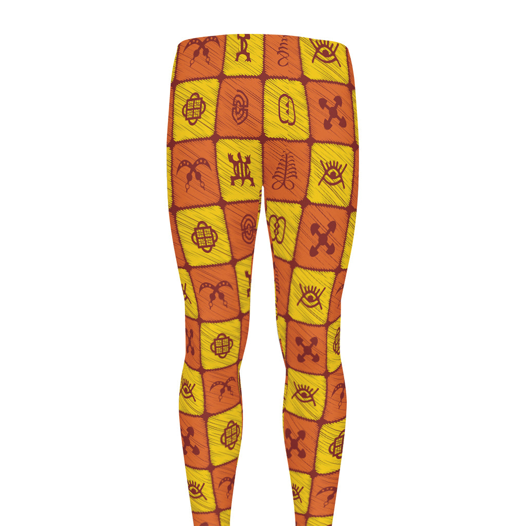 West Adinkra Symbols Pattern Print Men's leggings