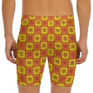 West Adinkra Symbols Pattern Print Men's Long Boxer Briefs