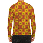 West Adinkra Symbols Pattern Print Men's Long Sleeve Rash Guard