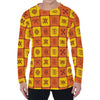 West Adinkra Symbols Pattern Print Men's Long Sleeve T-Shirt