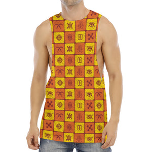 West Adinkra Symbols Pattern Print Men's Muscle Tank Top