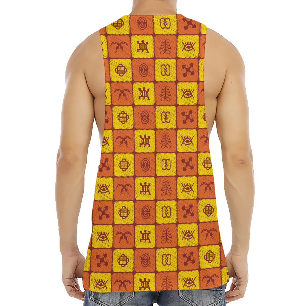 West Adinkra Symbols Pattern Print Men's Muscle Tank Top