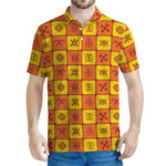 West Adinkra Symbols Pattern Print Men's Polo Shirt