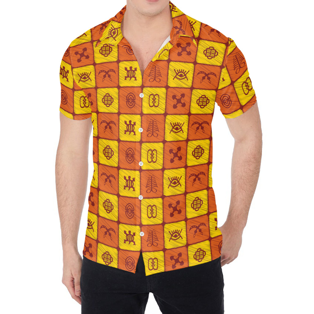 West Adinkra Symbols Pattern Print Men's Shirt