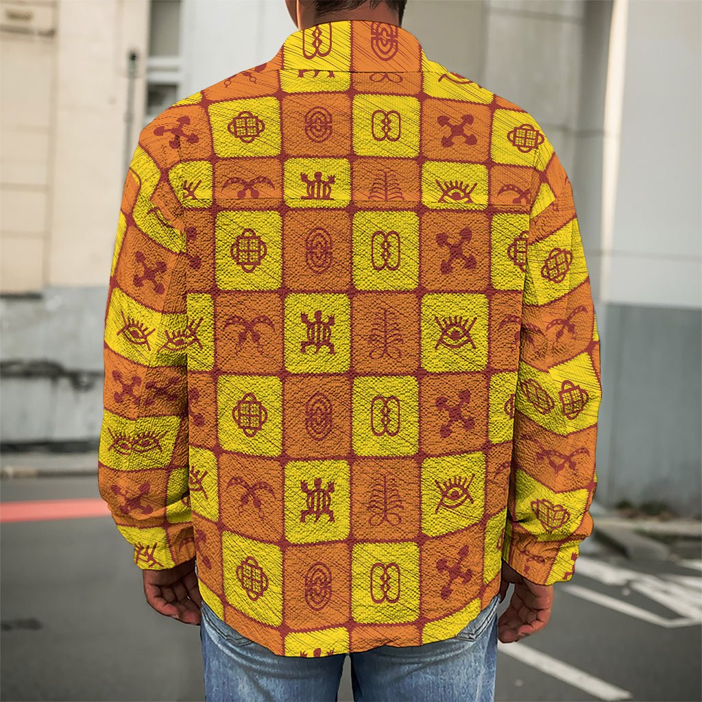 West Adinkra Symbols Pattern Print Men's Shirt Jacket