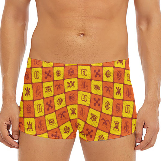 West Adinkra Symbols Pattern Print Men's Short Boxer Briefs