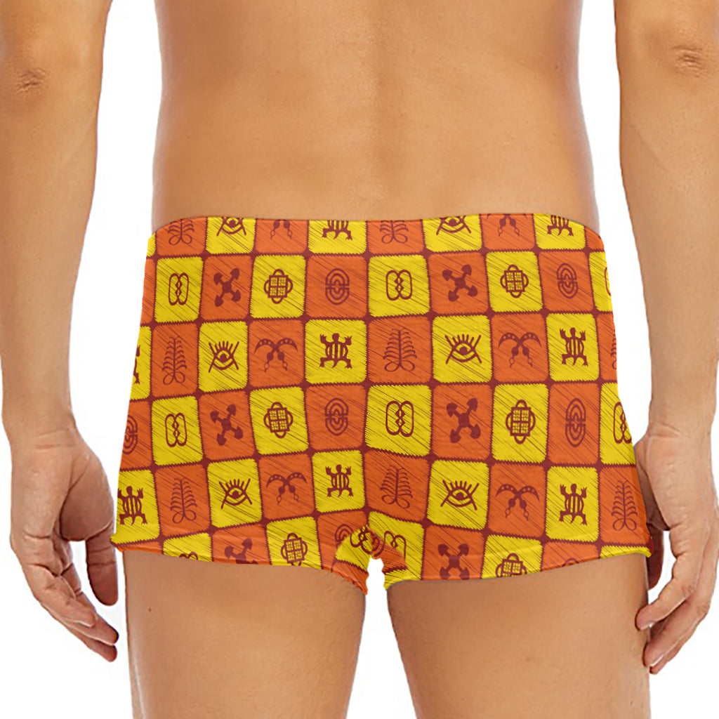 West Adinkra Symbols Pattern Print Men's Short Boxer Briefs
