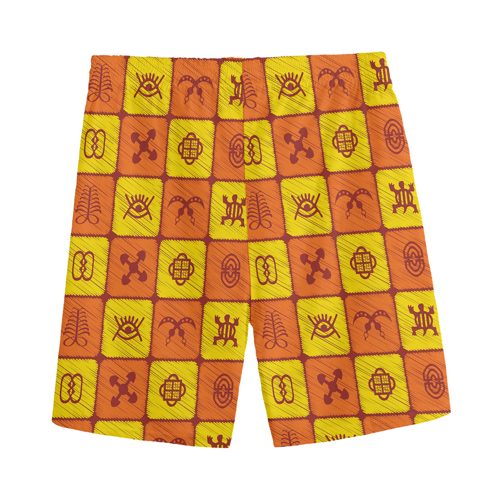 West Adinkra Symbols Pattern Print Men's Sports Shorts