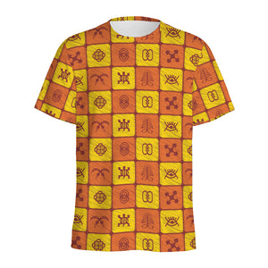 West Adinkra Symbols Pattern Print Men's Sports T-Shirt