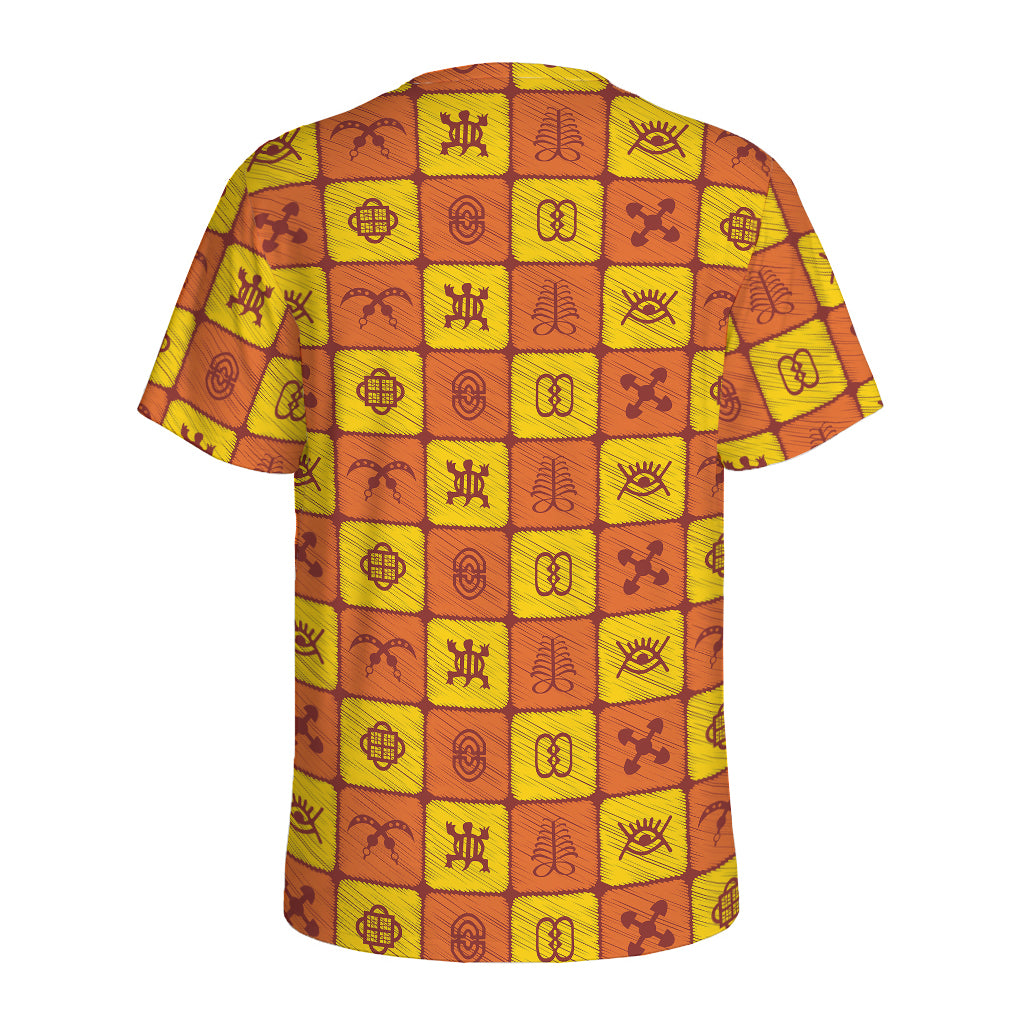 West Adinkra Symbols Pattern Print Men's Sports T-Shirt