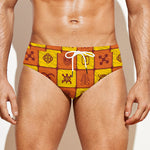 West Adinkra Symbols Pattern Print Men's Swim Briefs