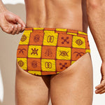 West Adinkra Symbols Pattern Print Men's Swim Briefs