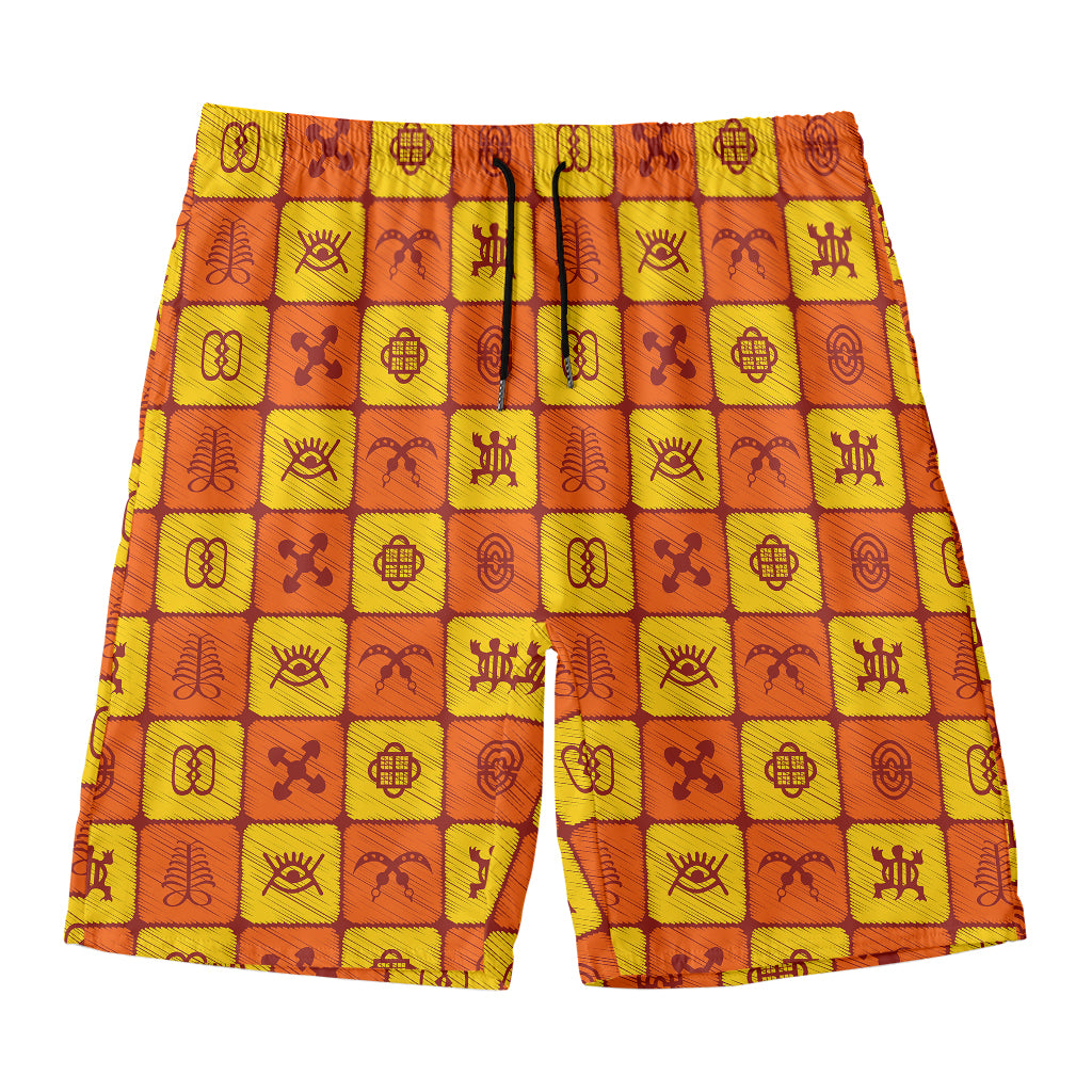 West Adinkra Symbols Pattern Print Men's Swim Trunks