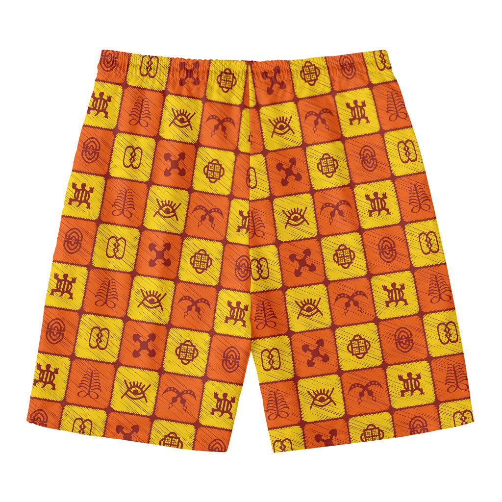 West Adinkra Symbols Pattern Print Men's Swim Trunks