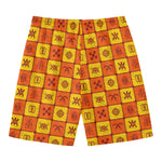 West Adinkra Symbols Pattern Print Men's Swim Trunks