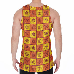 West Adinkra Symbols Pattern Print Men's Velvet Tank Top