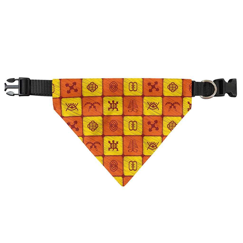 West Adinkra Symbols Pattern Print Over The Collar Dog Bandana