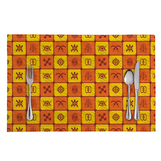 West Adinkra Symbols Pattern Print Placemat