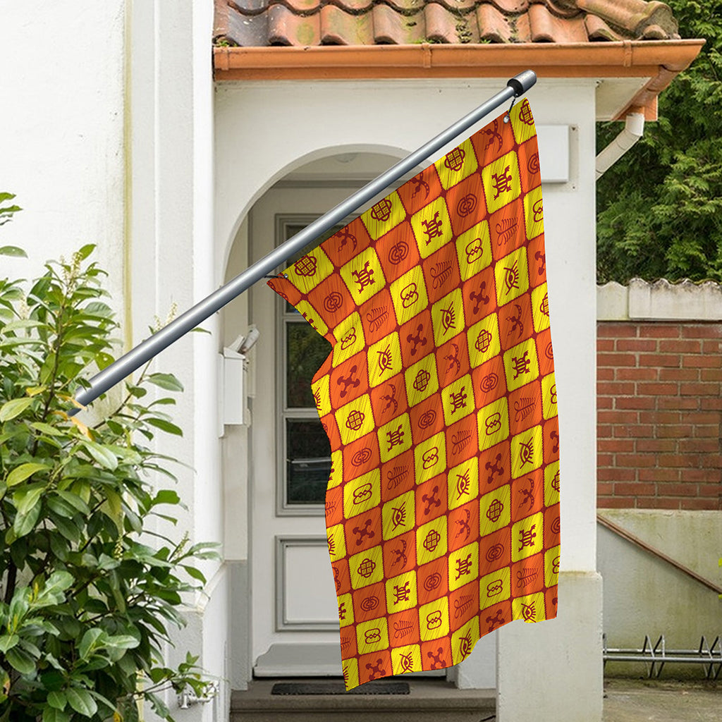 West Adinkra Symbols Pattern Print Polyester Flag