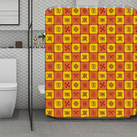 West Adinkra Symbols Pattern Print Polyester Shower Curtain