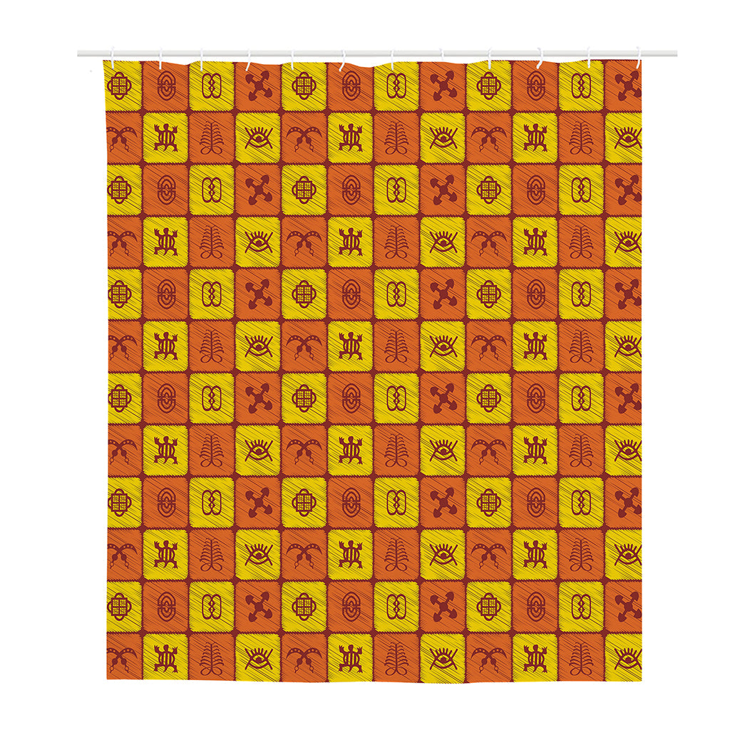 West Adinkra Symbols Pattern Print Polyester Shower Curtain