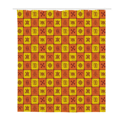 West Adinkra Symbols Pattern Print Polyester Shower Curtain