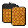 West Adinkra Symbols Pattern Print Pot Holders With Pocket