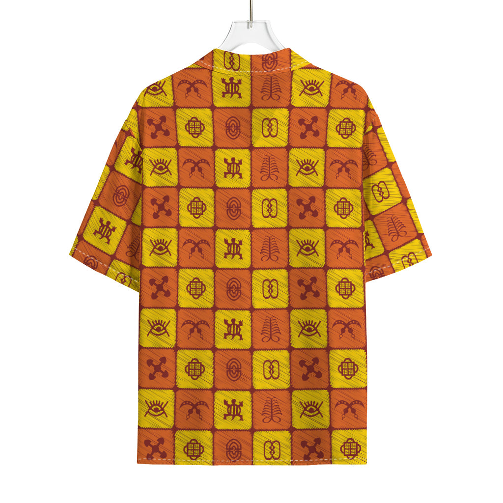 West Adinkra Symbols Pattern Print Rayon Hawaiian Shirt