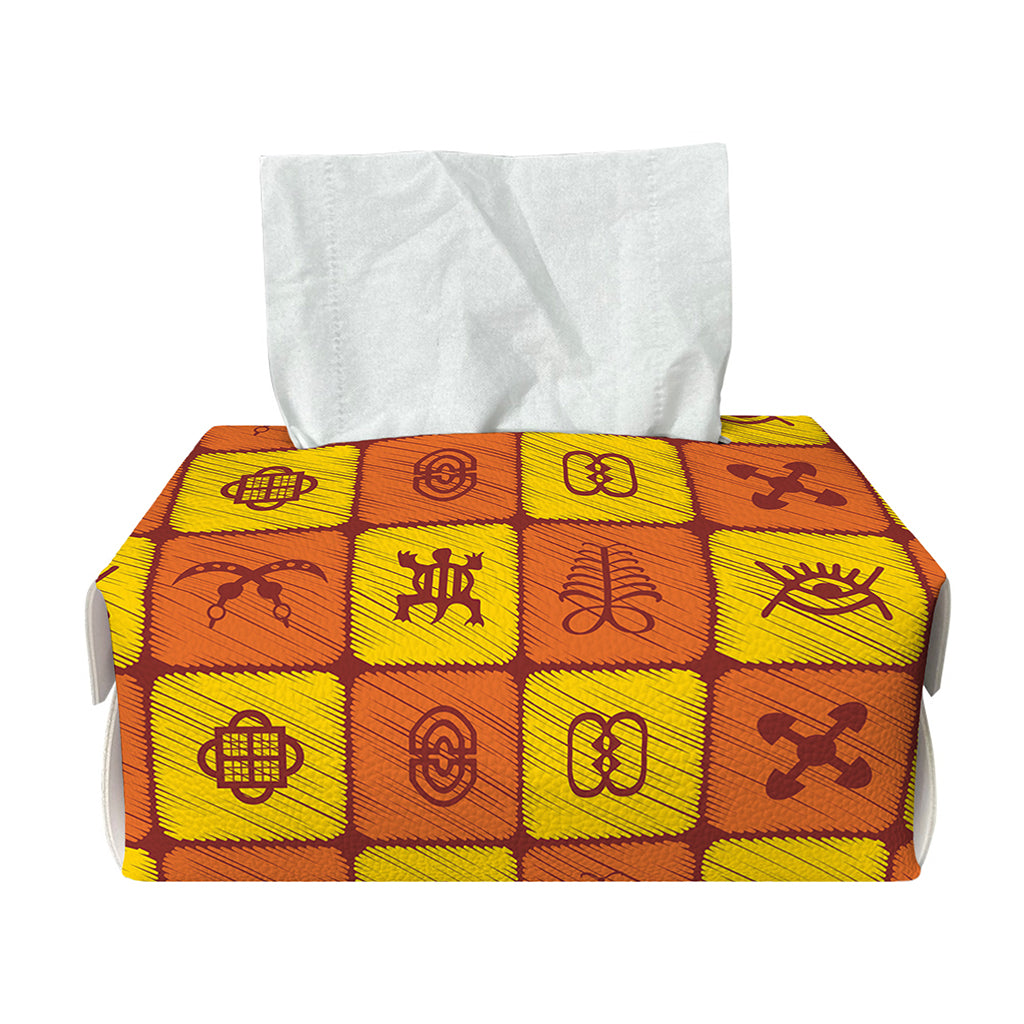 West Adinkra Symbols Pattern Print Rectangle Tissue Box Cover