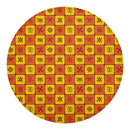 West Adinkra Symbols Pattern Print Round Blanket