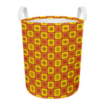 West Adinkra Symbols Pattern Print Round Laundry Basket