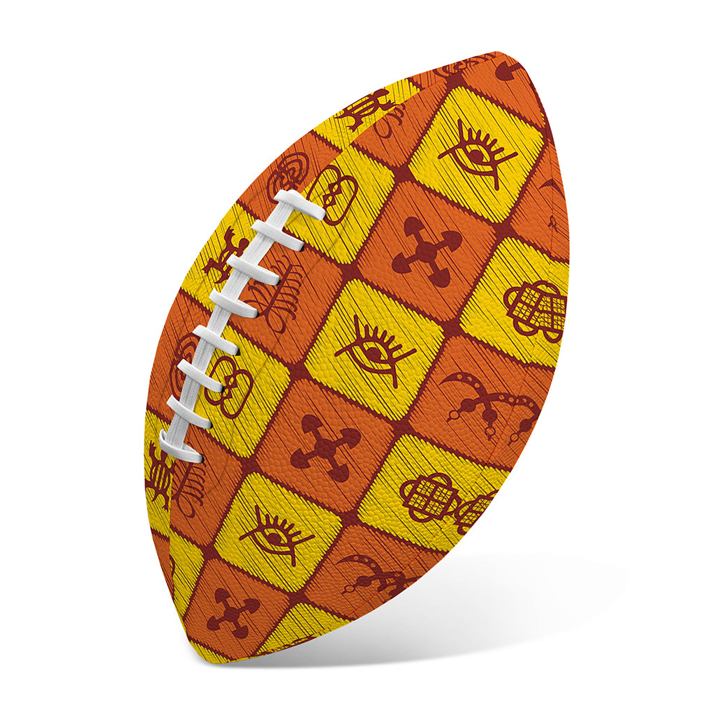 West Adinkra Symbols Pattern Print Rugby Ball