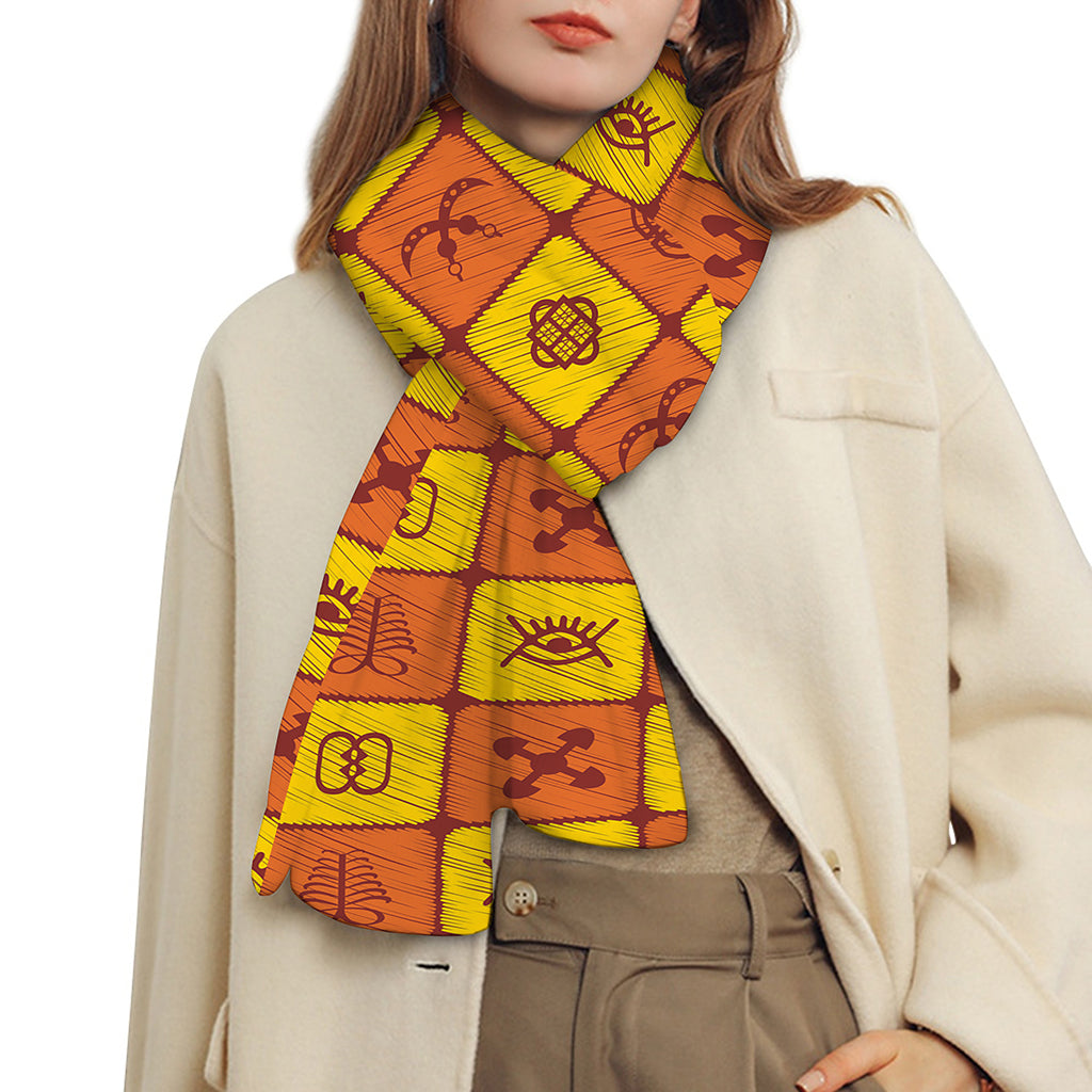 West Adinkra Symbols Pattern Print Scarf