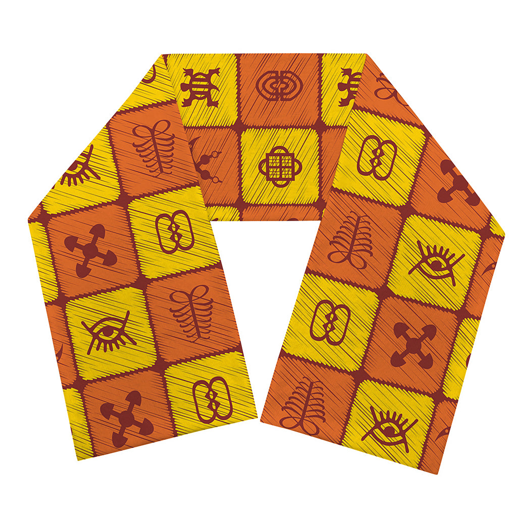 West Adinkra Symbols Pattern Print Scarf