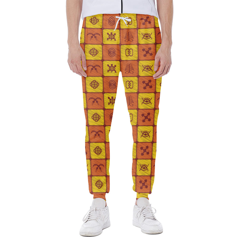West Adinkra Symbols Pattern Print Scuba Joggers