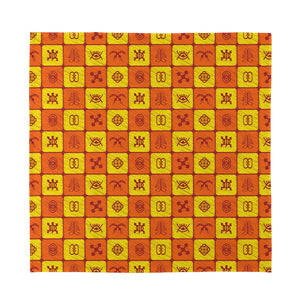 West Adinkra Symbols Pattern Print Silk Bandana