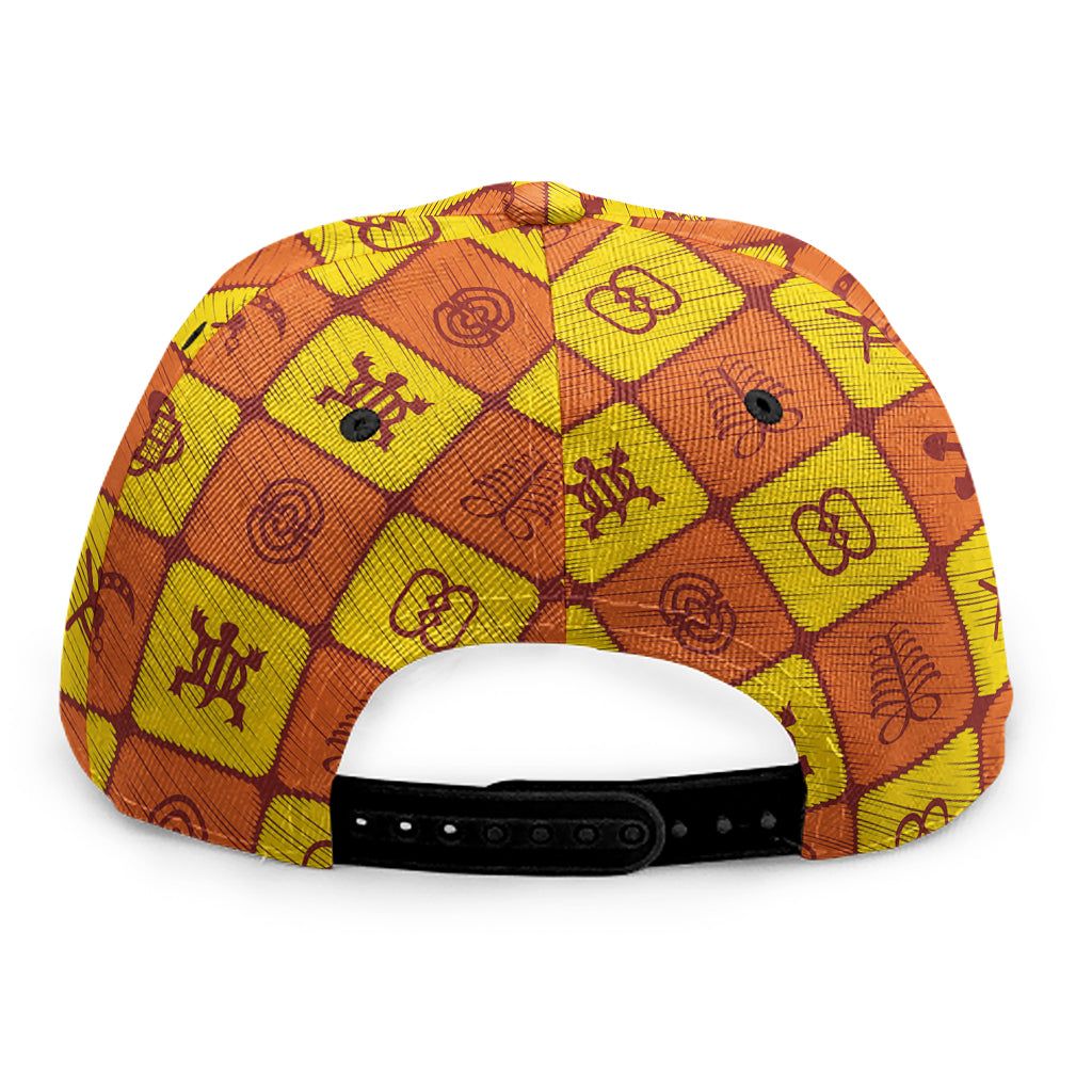 West Adinkra Symbols Pattern Print Snapback Cap