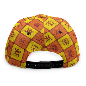 West Adinkra Symbols Pattern Print Snapback Cap