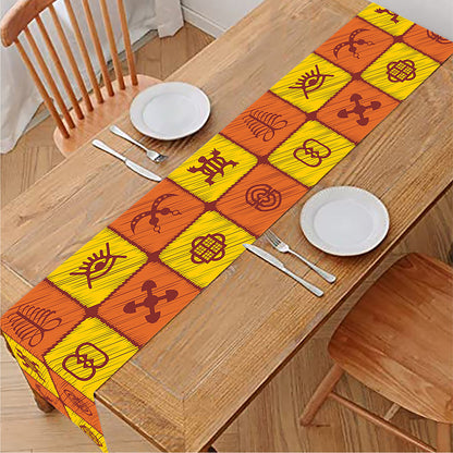 West Adinkra Symbols Pattern Print Table Runner